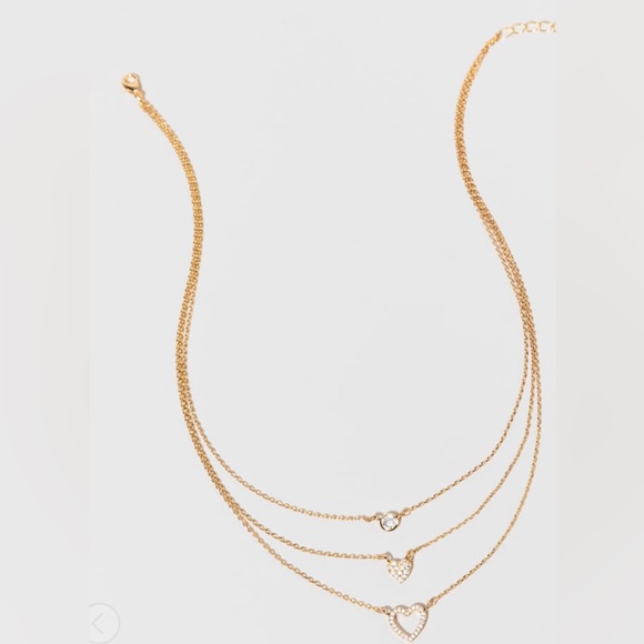 (57)New Francesca’s Marylou Heart Pendant Gold Tone Layered Necklace - Picture 2 of 4